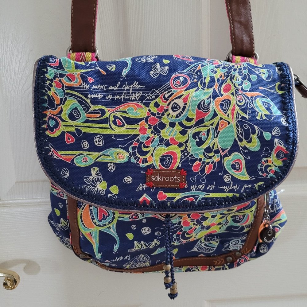 Sakroots Blue Peacock Paisley Print convertible bag - backpack to crossbody